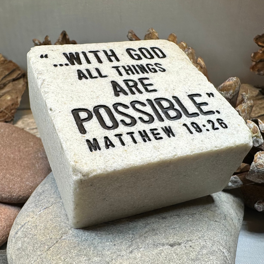 With God Bible Quote Standing Stone