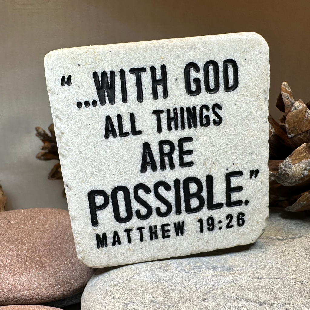 With God Bible Quote Standing Stone