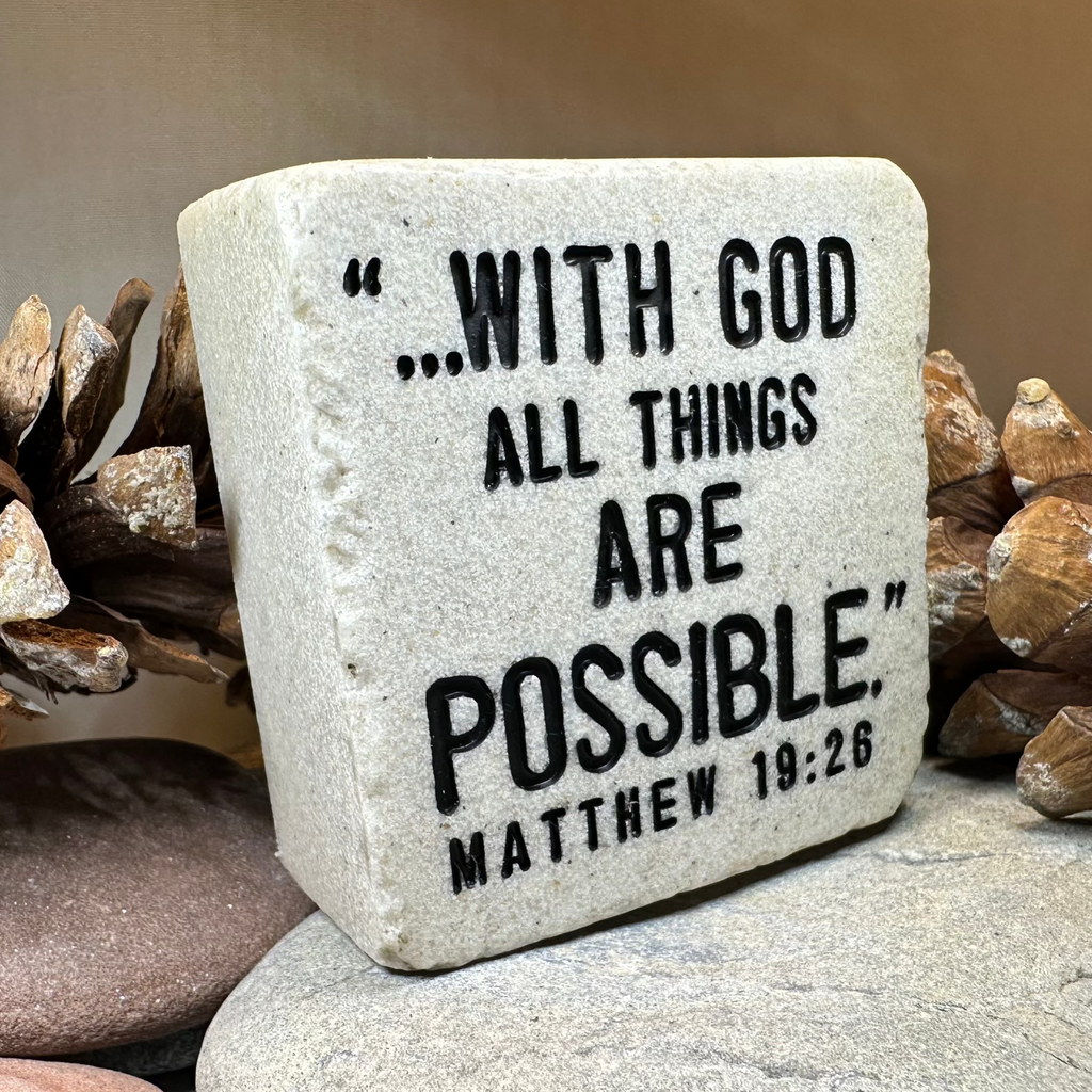 With God Bible Quote Standing Stone