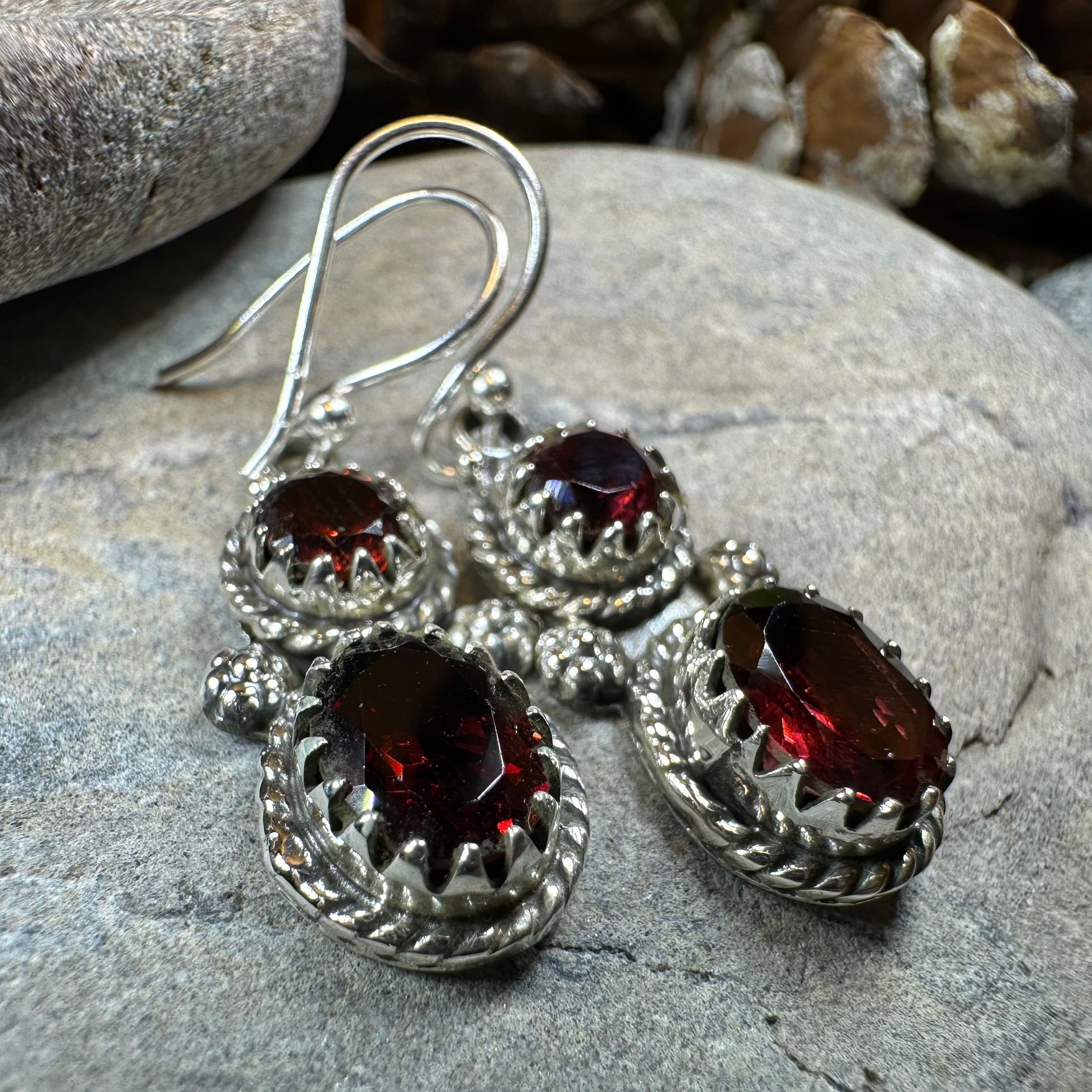 Garnet Romantic Earrings for Women