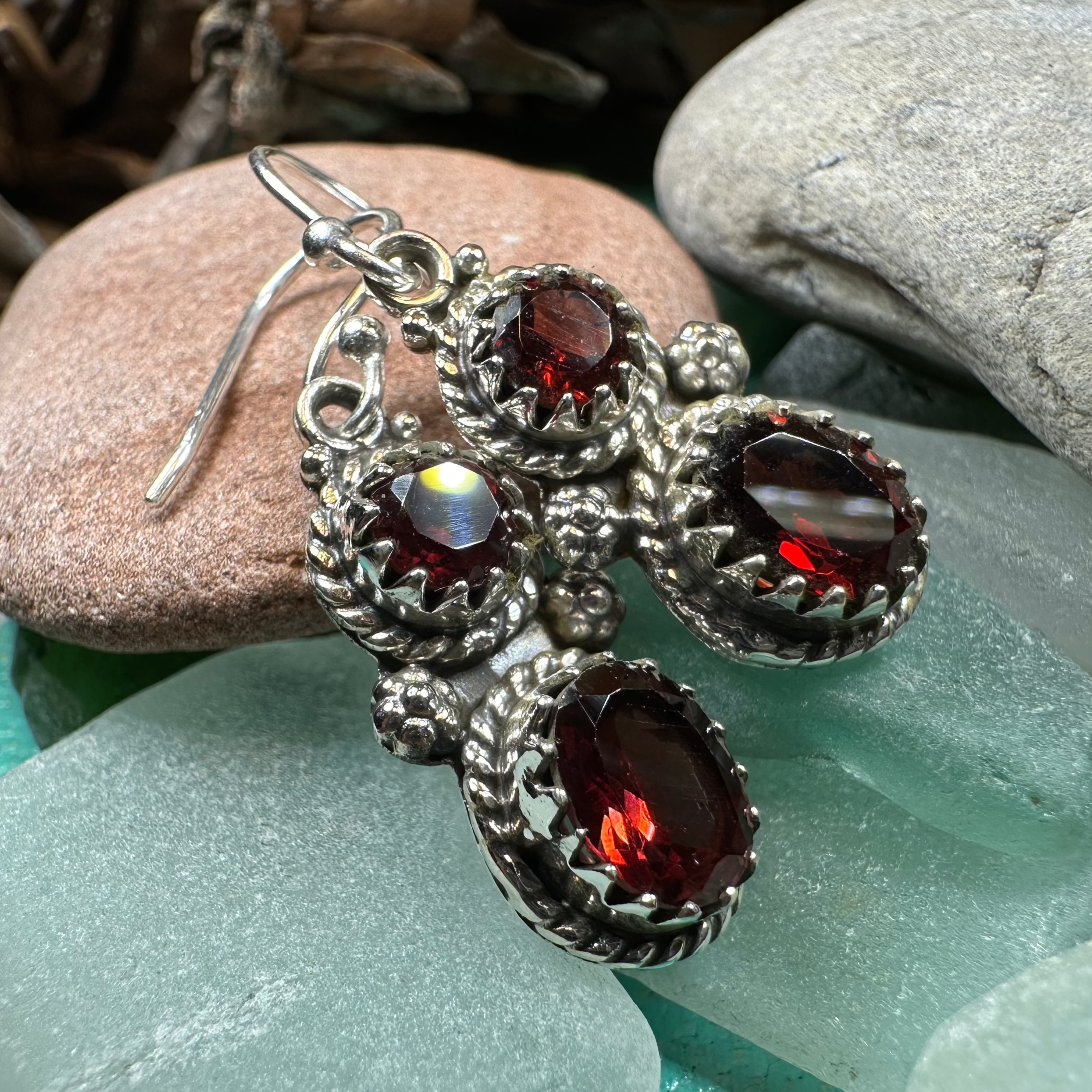 Garnet Romantic Earrings for Women