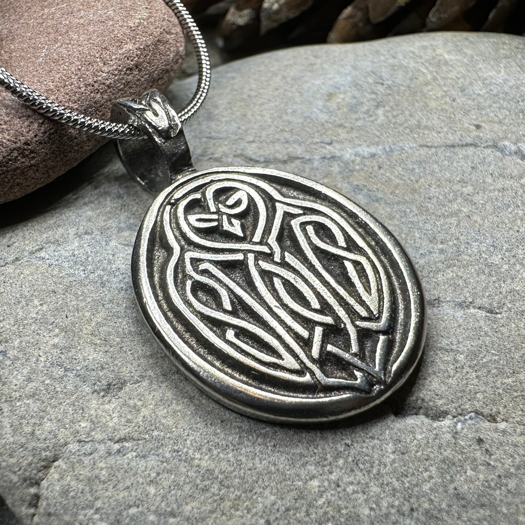Celtic Owl Pewter Necklace