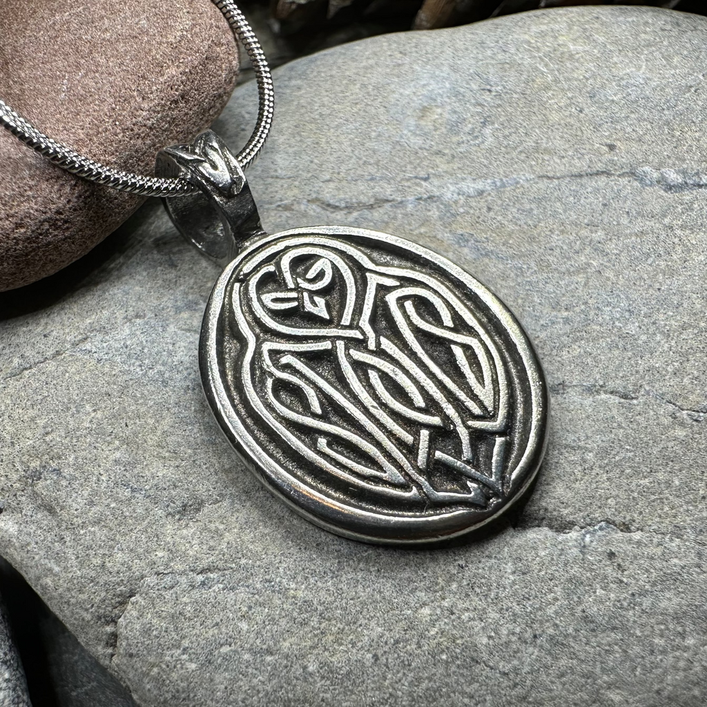 Celtic Owl Pewter Necklace