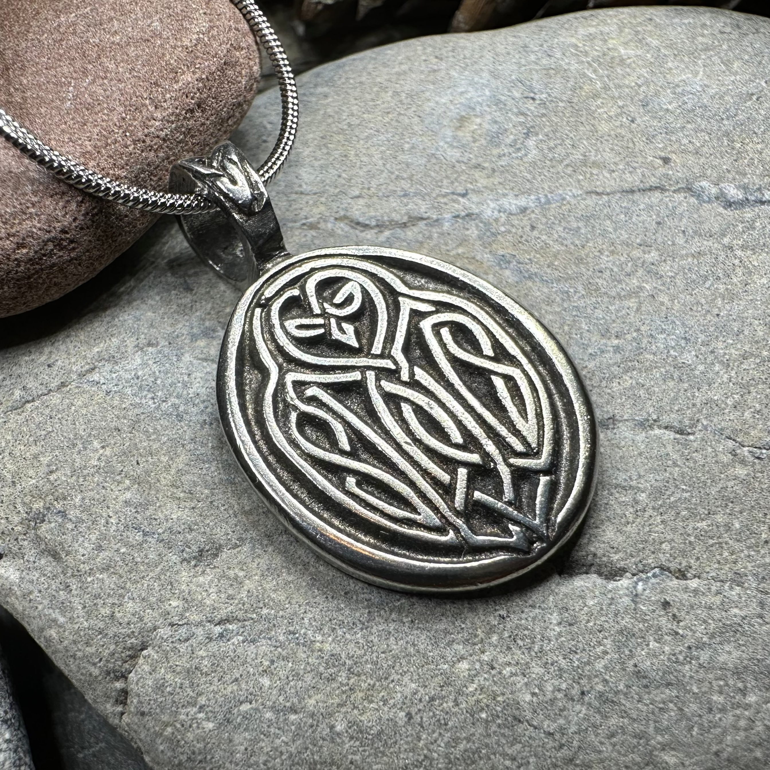 Celtic Owl Pewter Necklace