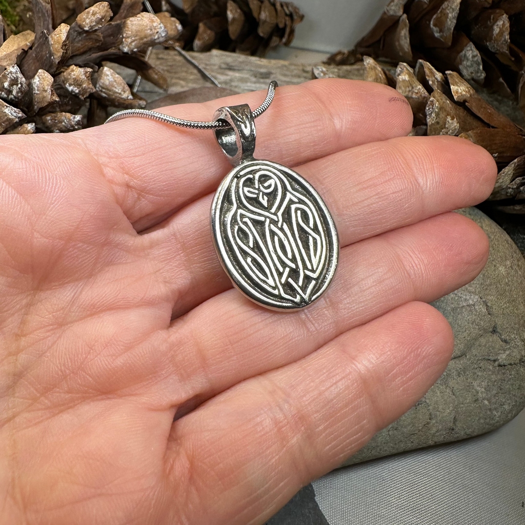 Celtic Owl Pewter Necklace
