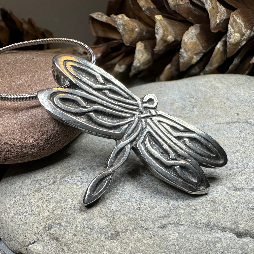 Celtic Dragonfly Pewter Necklace