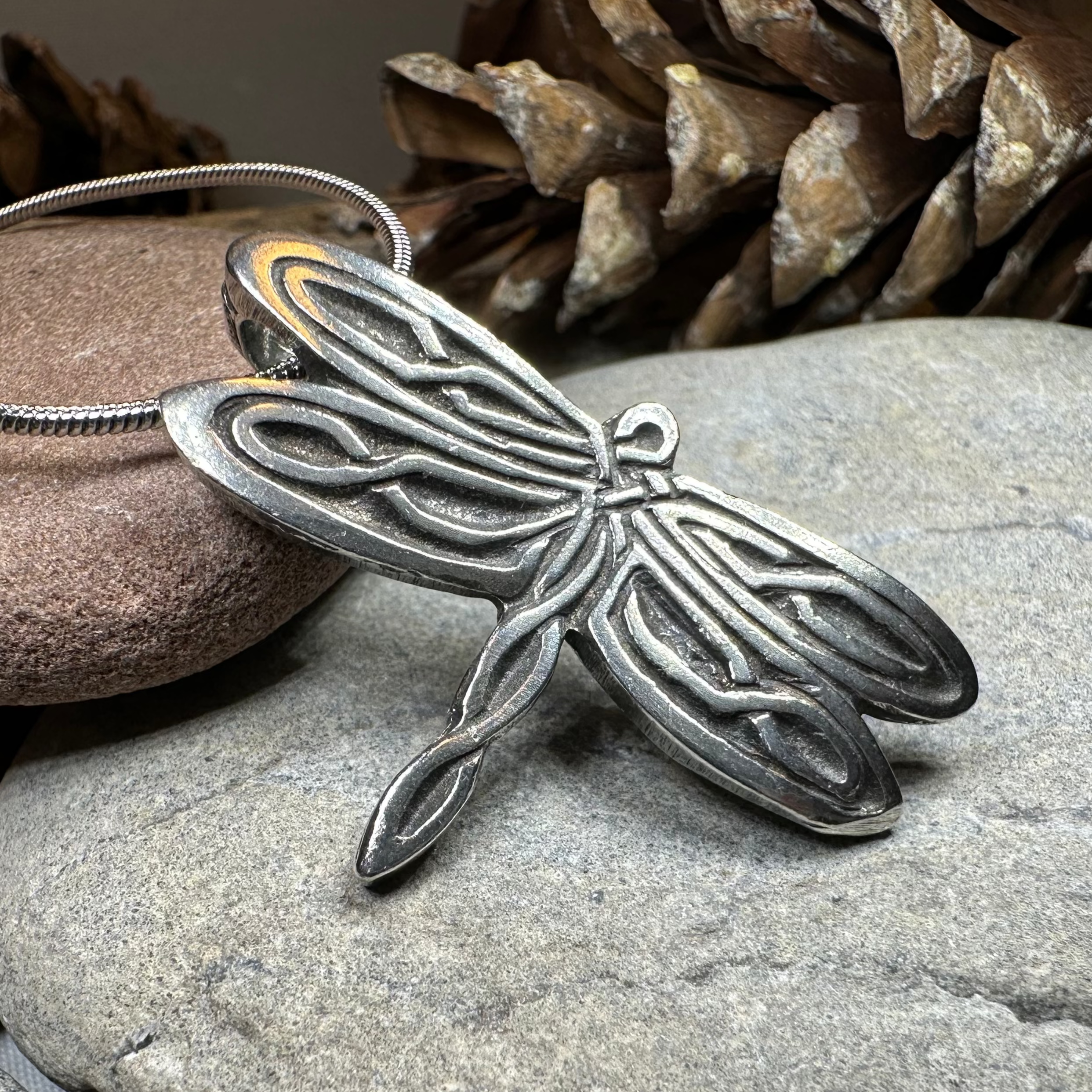 Celtic Dragonfly Pewter Necklace