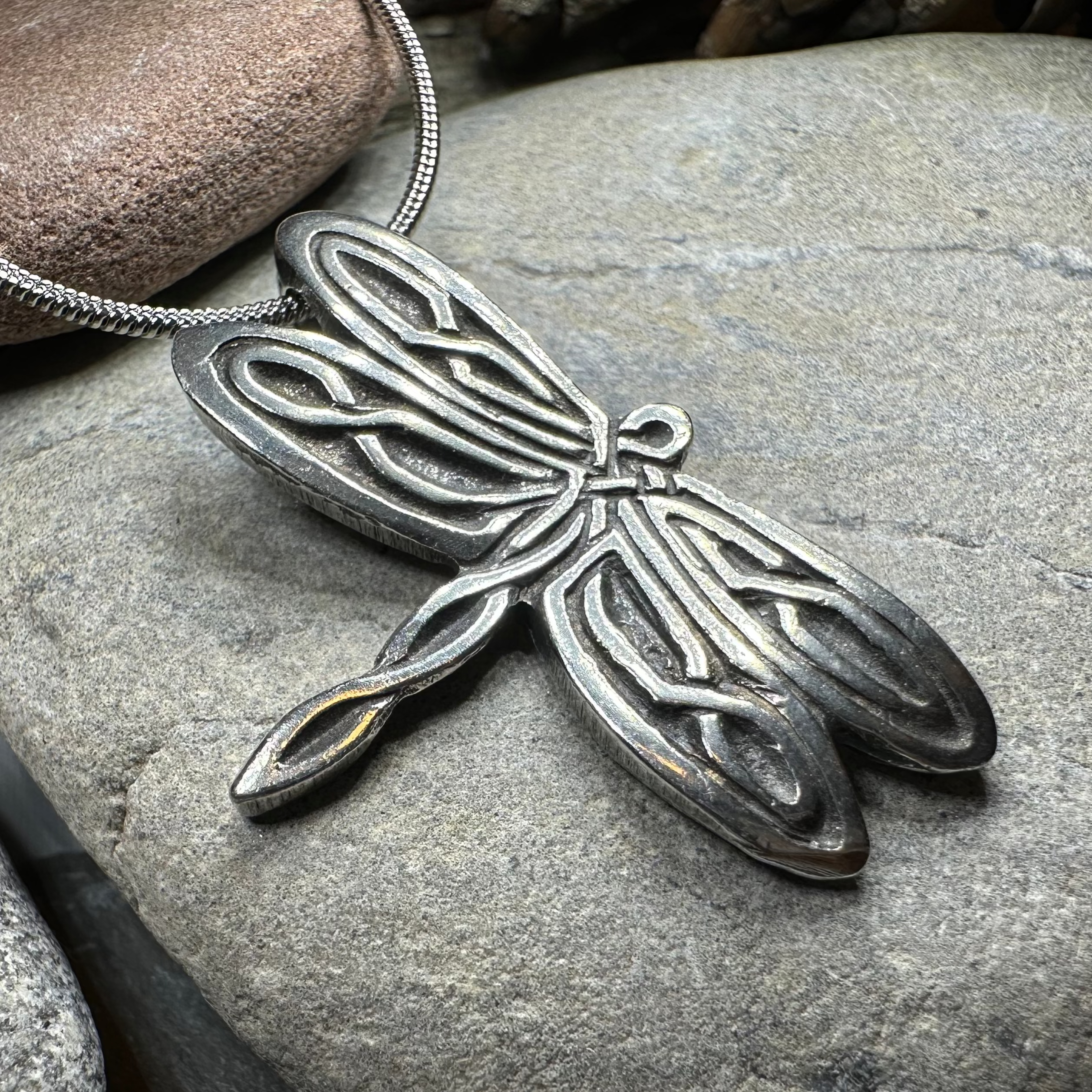 Celtic Dragonfly Pewter Necklace