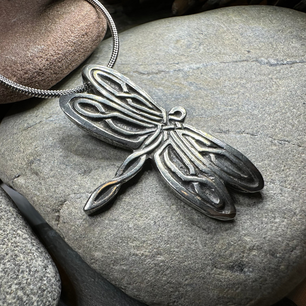 Celtic Dragonfly Pewter Necklace