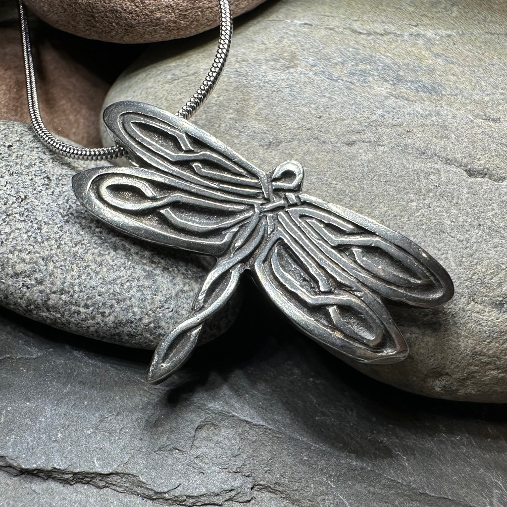 Celtic Dragonfly Pewter Necklace