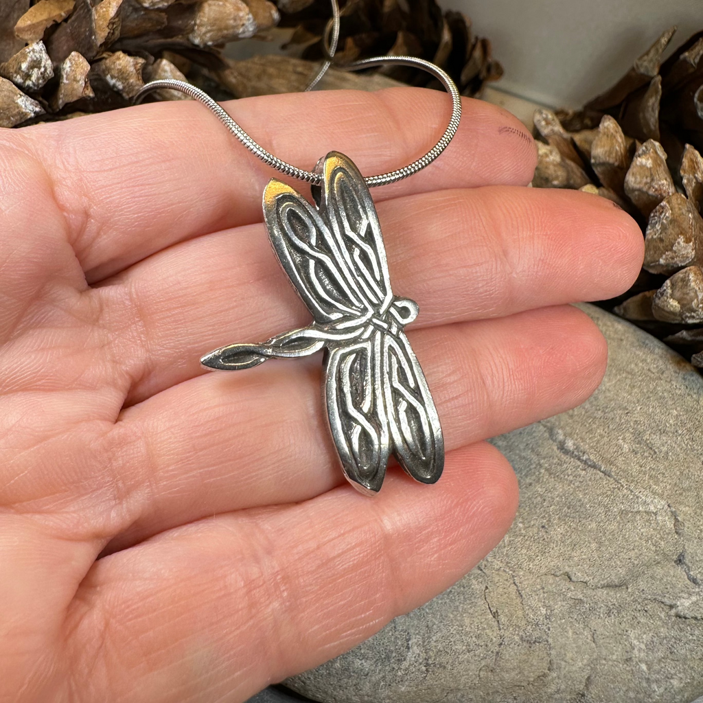 Celtic Dragonfly Pewter Necklace