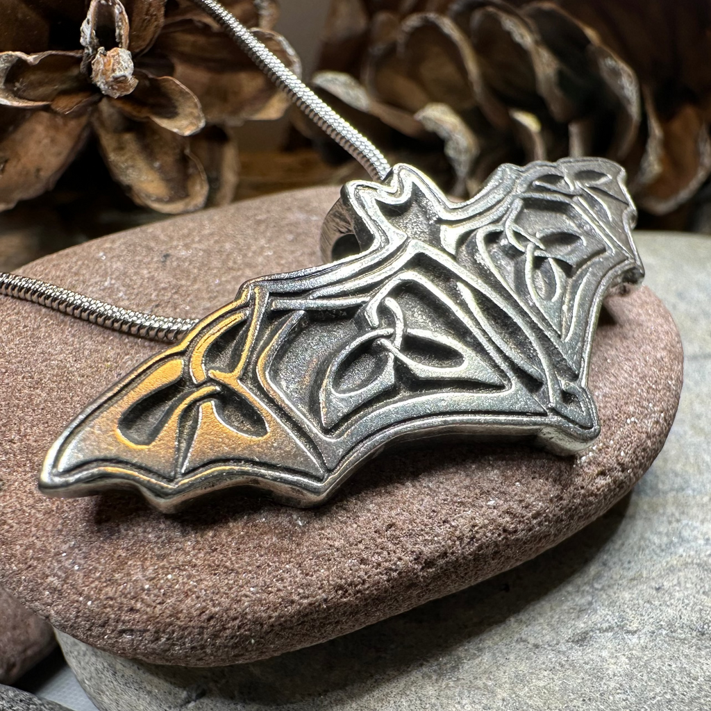 Celtic Bat Pewter Necklace