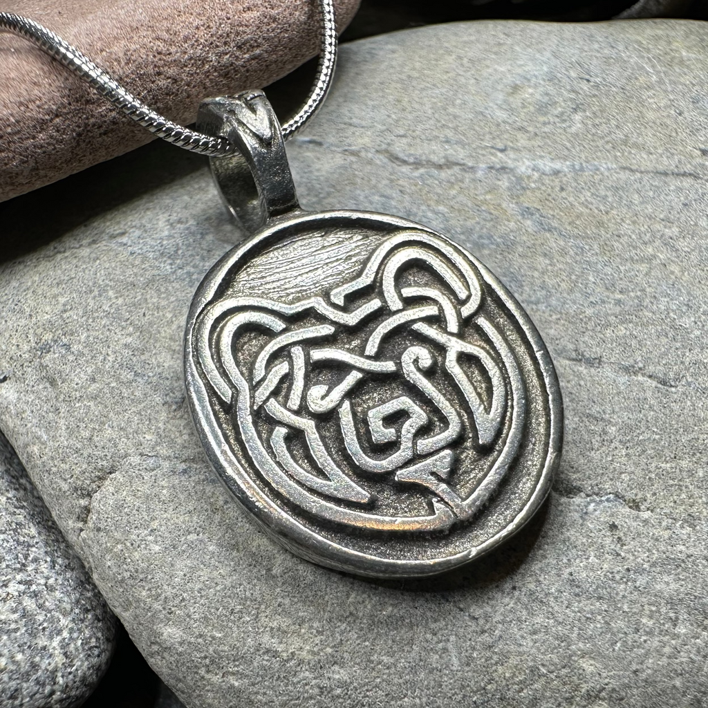 Celtic Bear Pewter Necklace