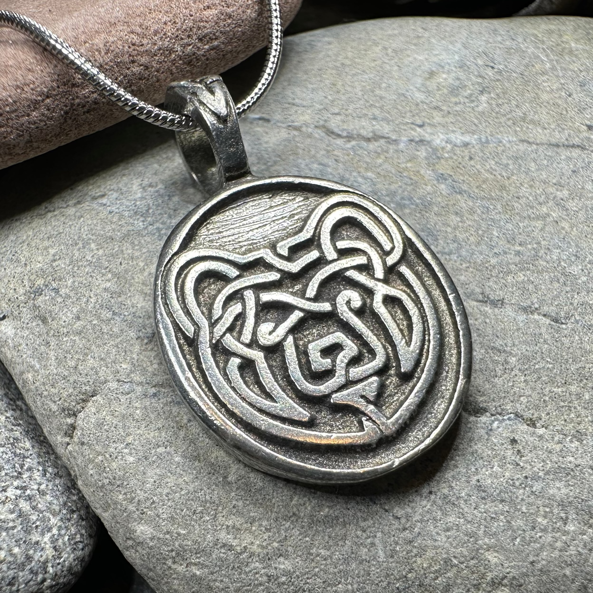 Celtic Bear Pewter Necklace