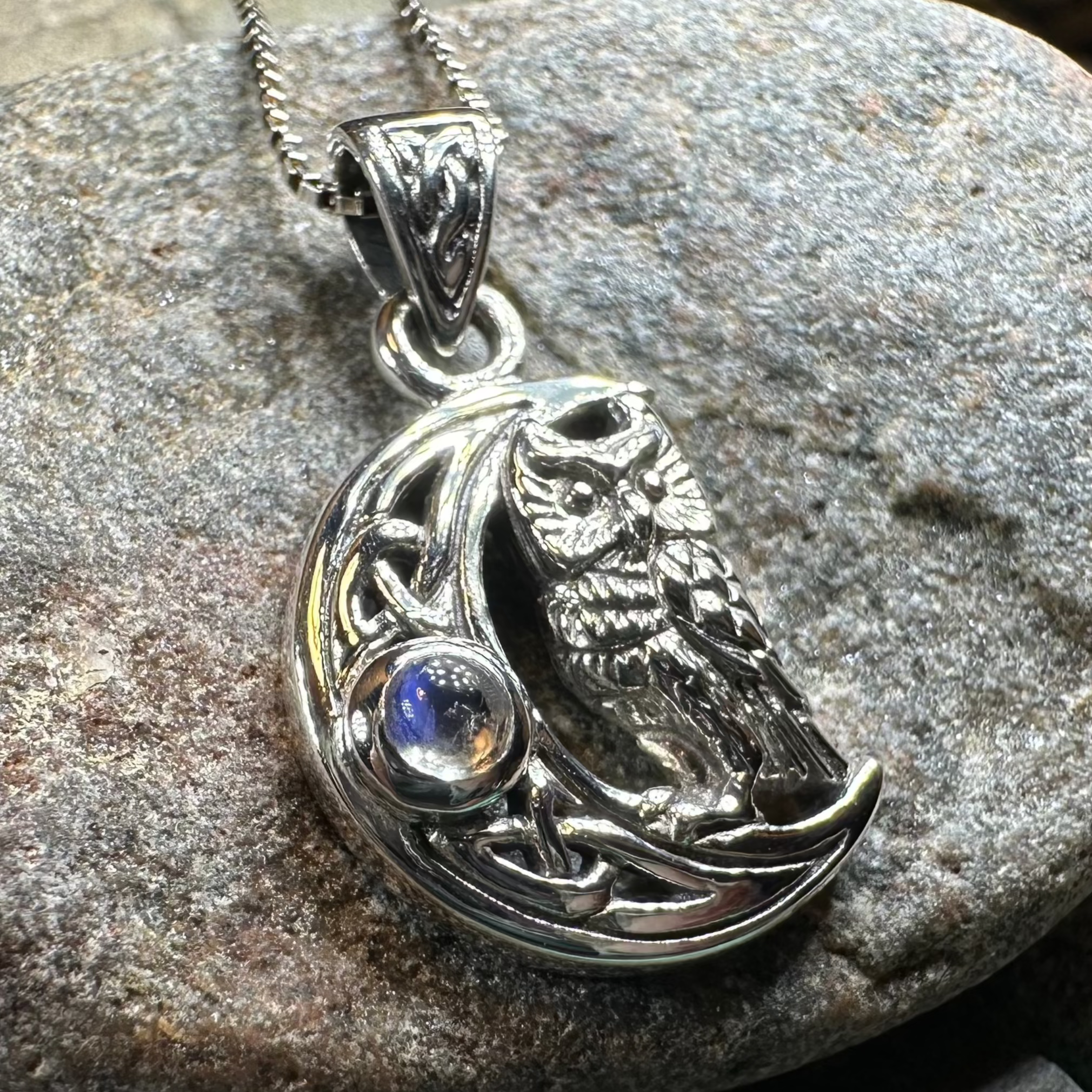 Owl Crescent Moon Necklace