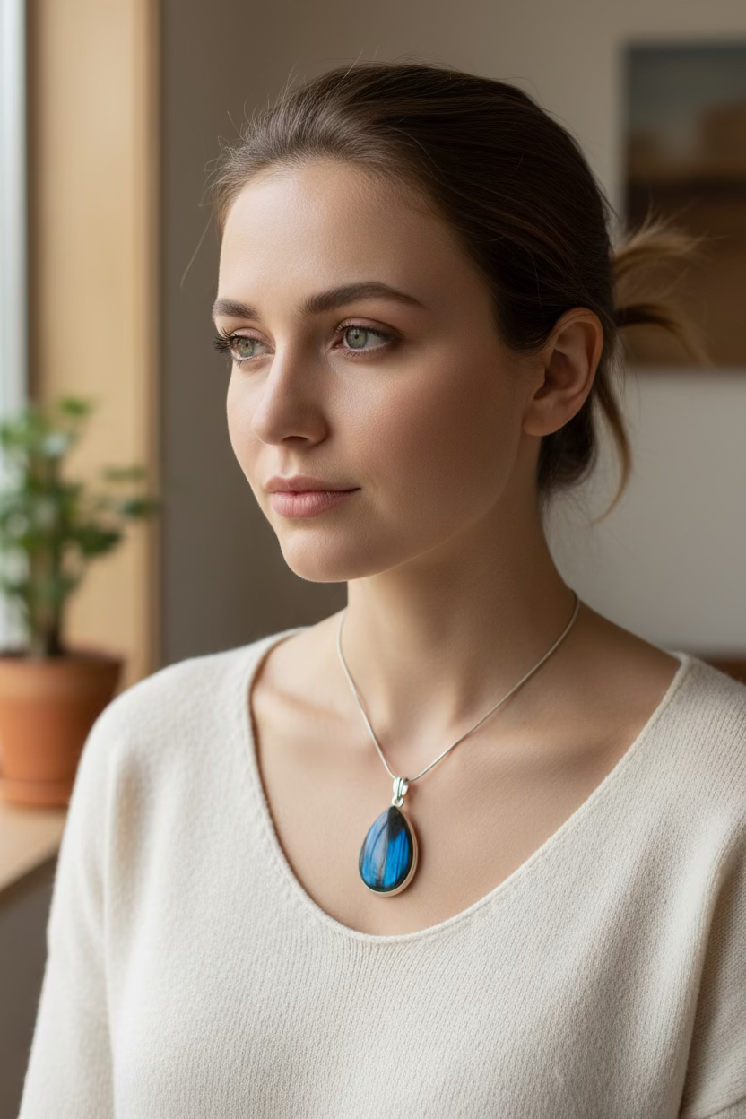 Blue Night Teardrop Labradorite Necklace