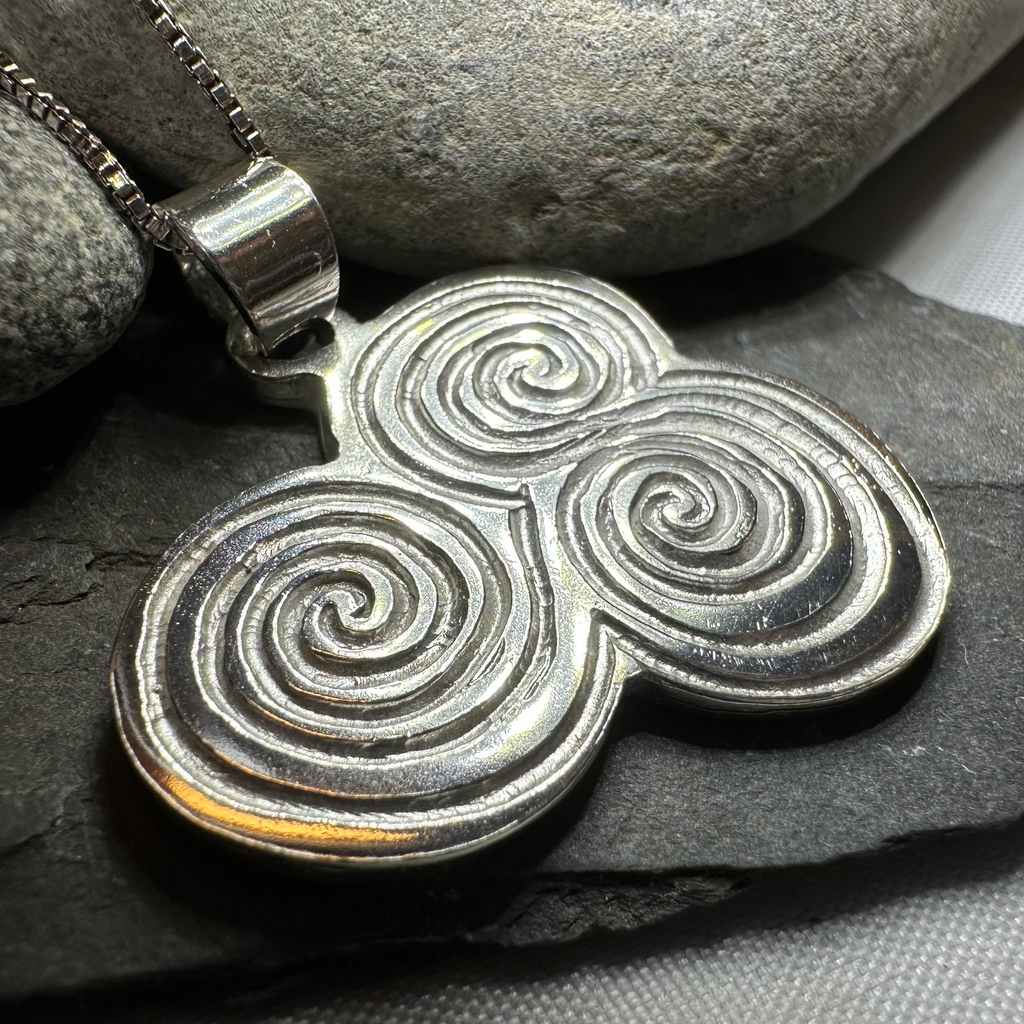 Artisan Newgrange Triple Spiral Necklace - Made in Ireland