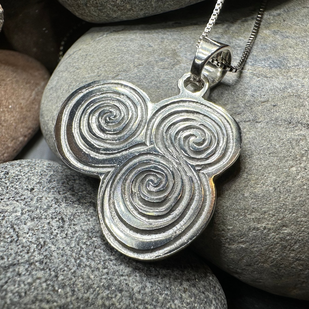 Artisan Newgrange Triple Spiral Necklace - Made in Ireland