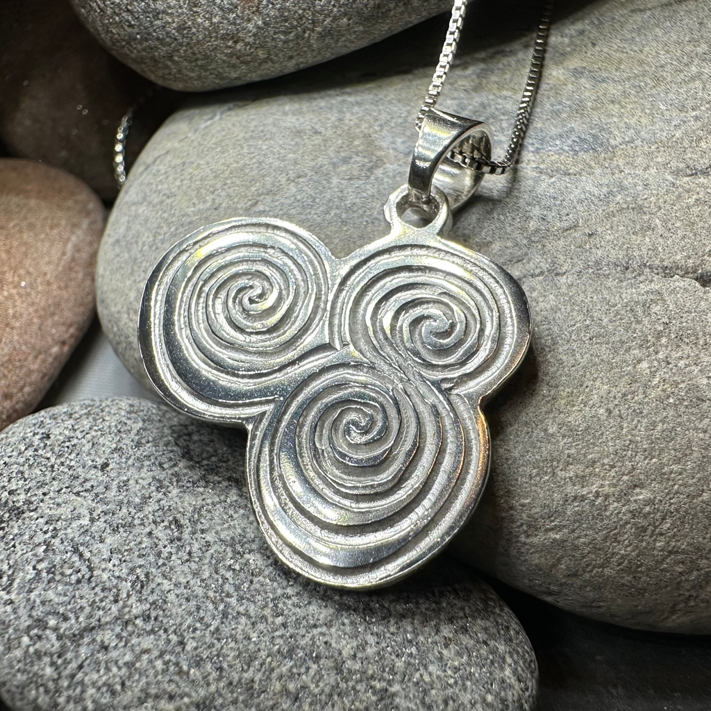 Artisan Newgrange Triple Spiral Necklace - Made in Ireland