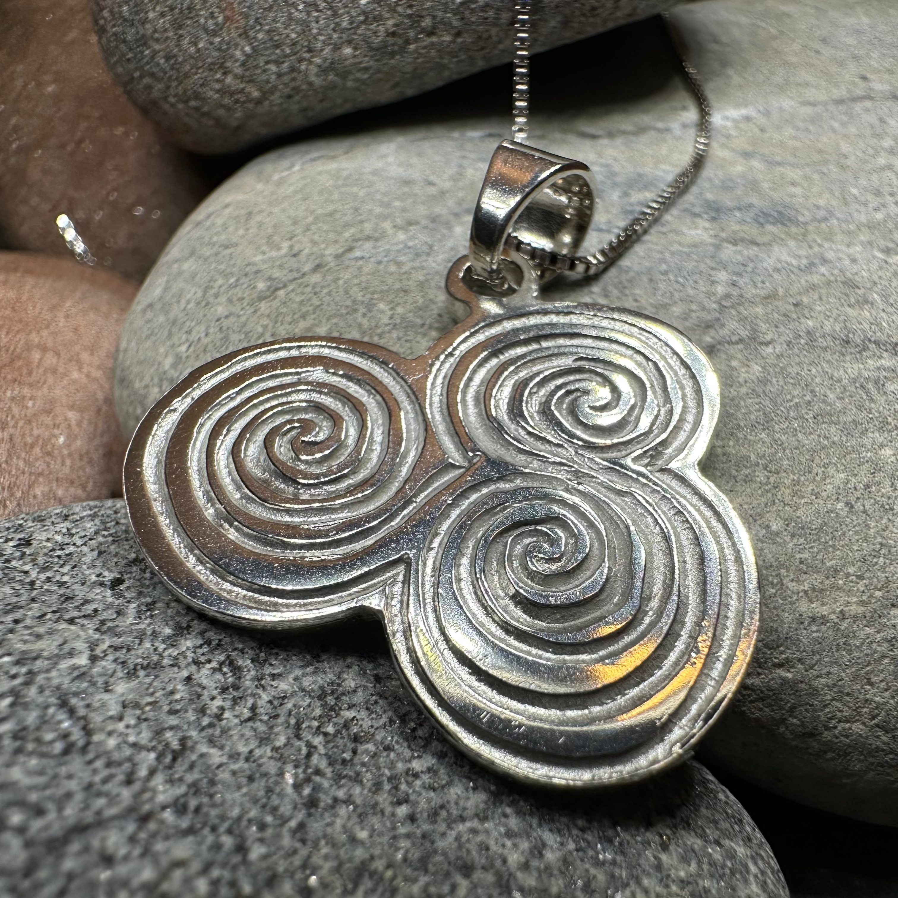 Artisan Newgrange Triple Spiral Necklace - Made in Ireland