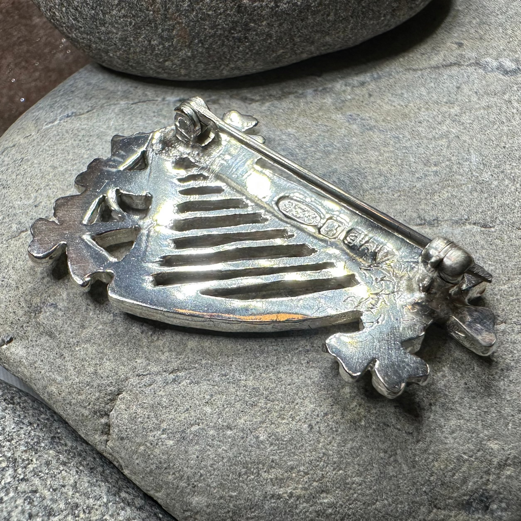 Artisan Irish Celtic Harp Brooch - Handmade in Ireland
