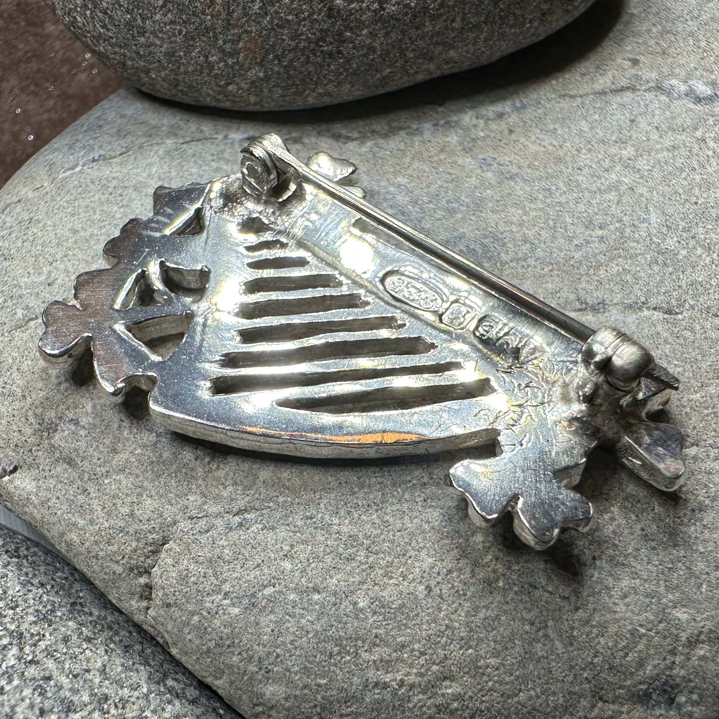 Artisan Irish Celtic Harp Brooch - Handmade in Ireland