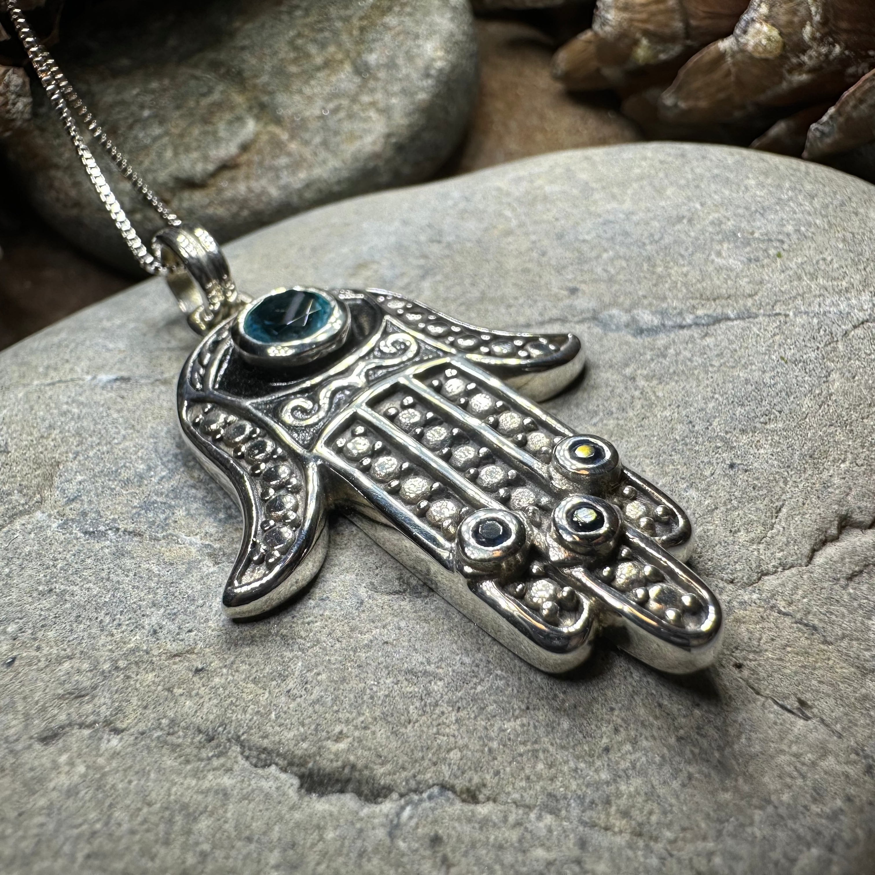 Blue Dream Hamsa Hand Necklace