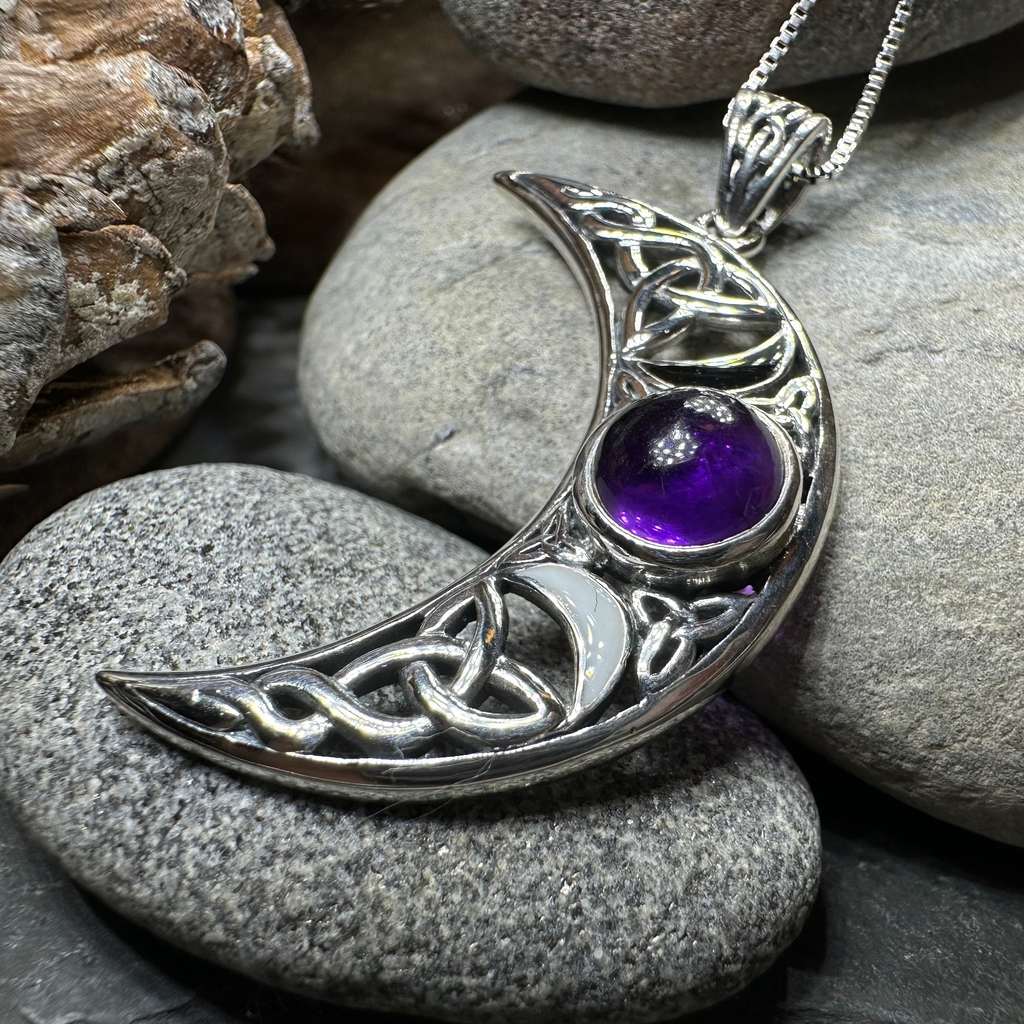 Sabrina Celtic Triple Moon Necklace in Sterling Silver