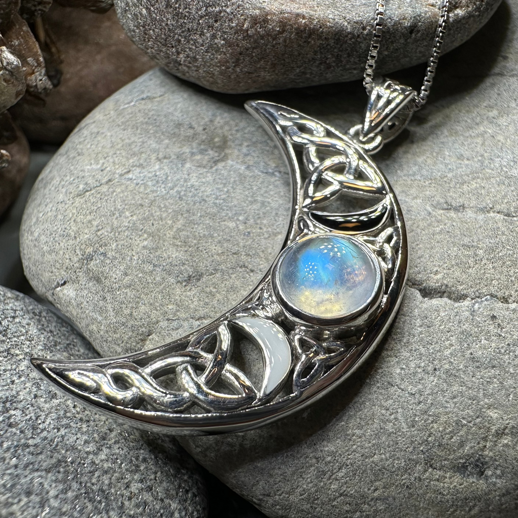 Sabrina Celtic Triple Moon Necklace in Sterling Silver