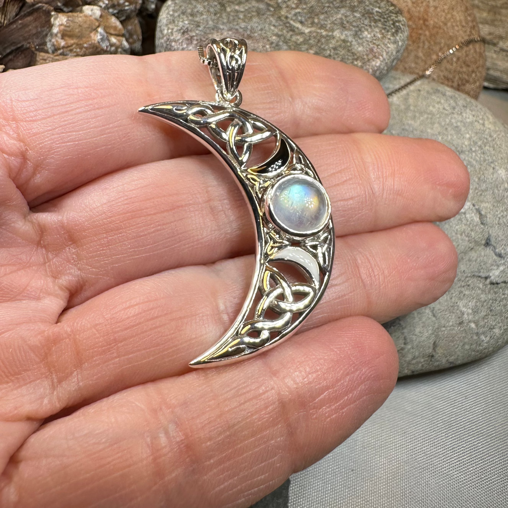 Sabrina Celtic Triple Moon Necklace in Sterling Silver
