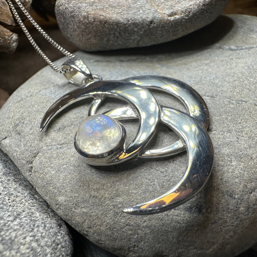 Moonshadow Triple Moon Necklace in Sterling Silver