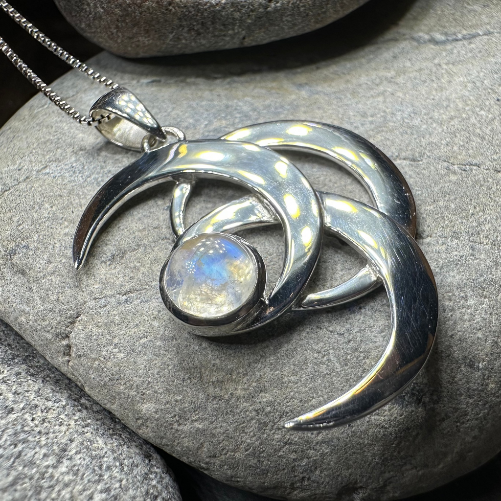 Moonshadow Triple Moon Necklace in Sterling Silver