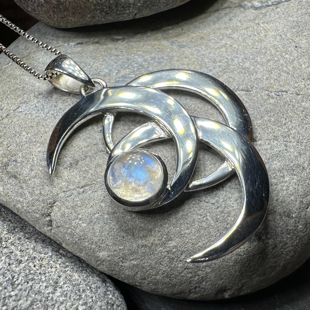 Moonshadow Triple Moon Necklace in Sterling Silver