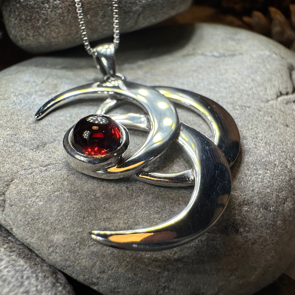 Moonshadow Triple Moon Necklace in Sterling Silver