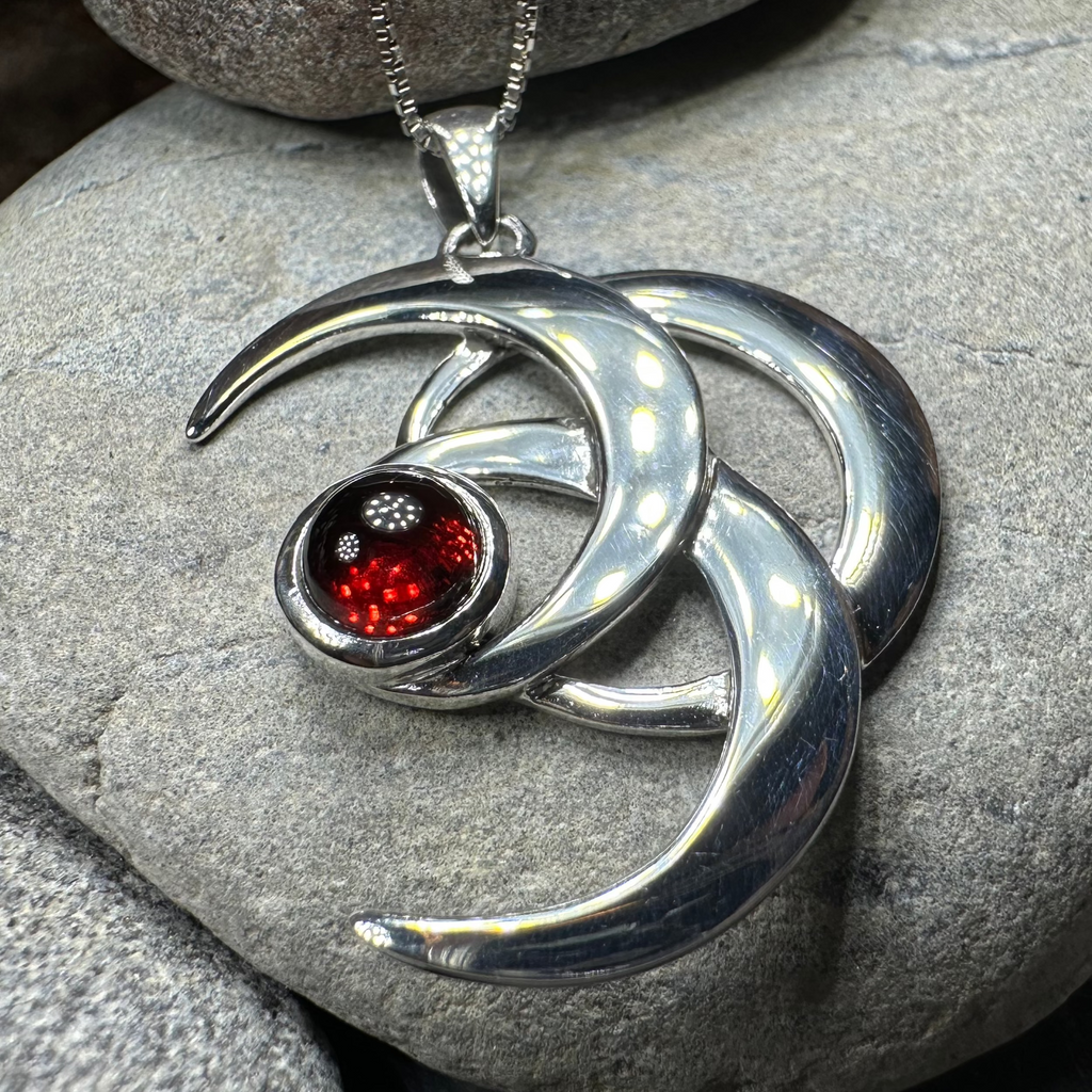 Moonshadow Triple Moon Necklace in Sterling Silver