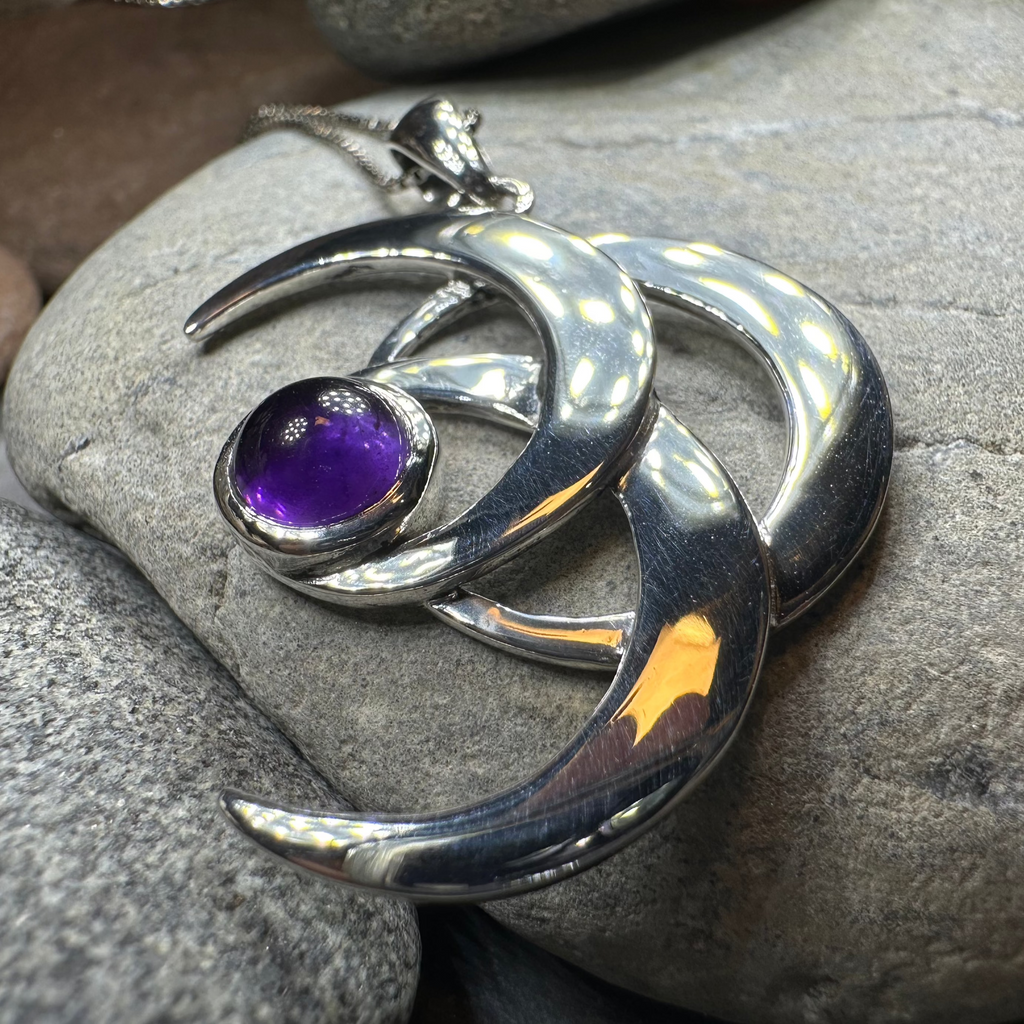 Moonshadow Triple Moon Necklace in Sterling Silver