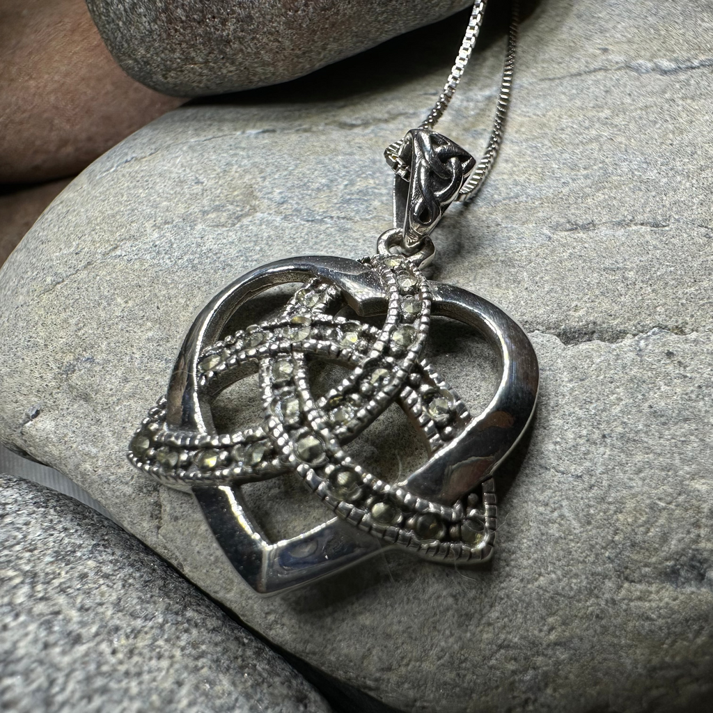 Marcasite Celtic Love Knot Necklace in Sterling Silver