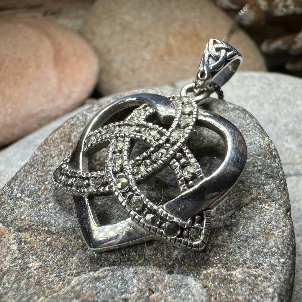 Marcasite Celtic Love Knot Necklace in Sterling Silver