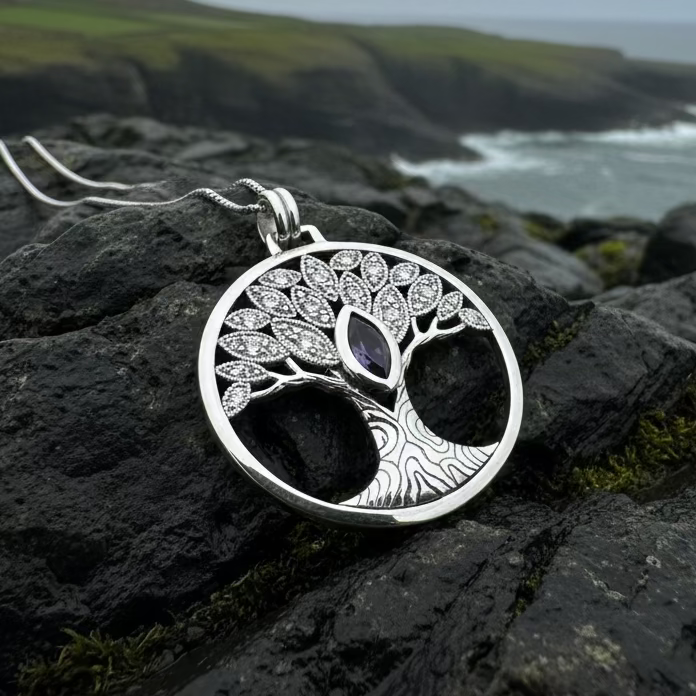 Glorianna Celtic Tree of Life Necklace in Sterling Silver