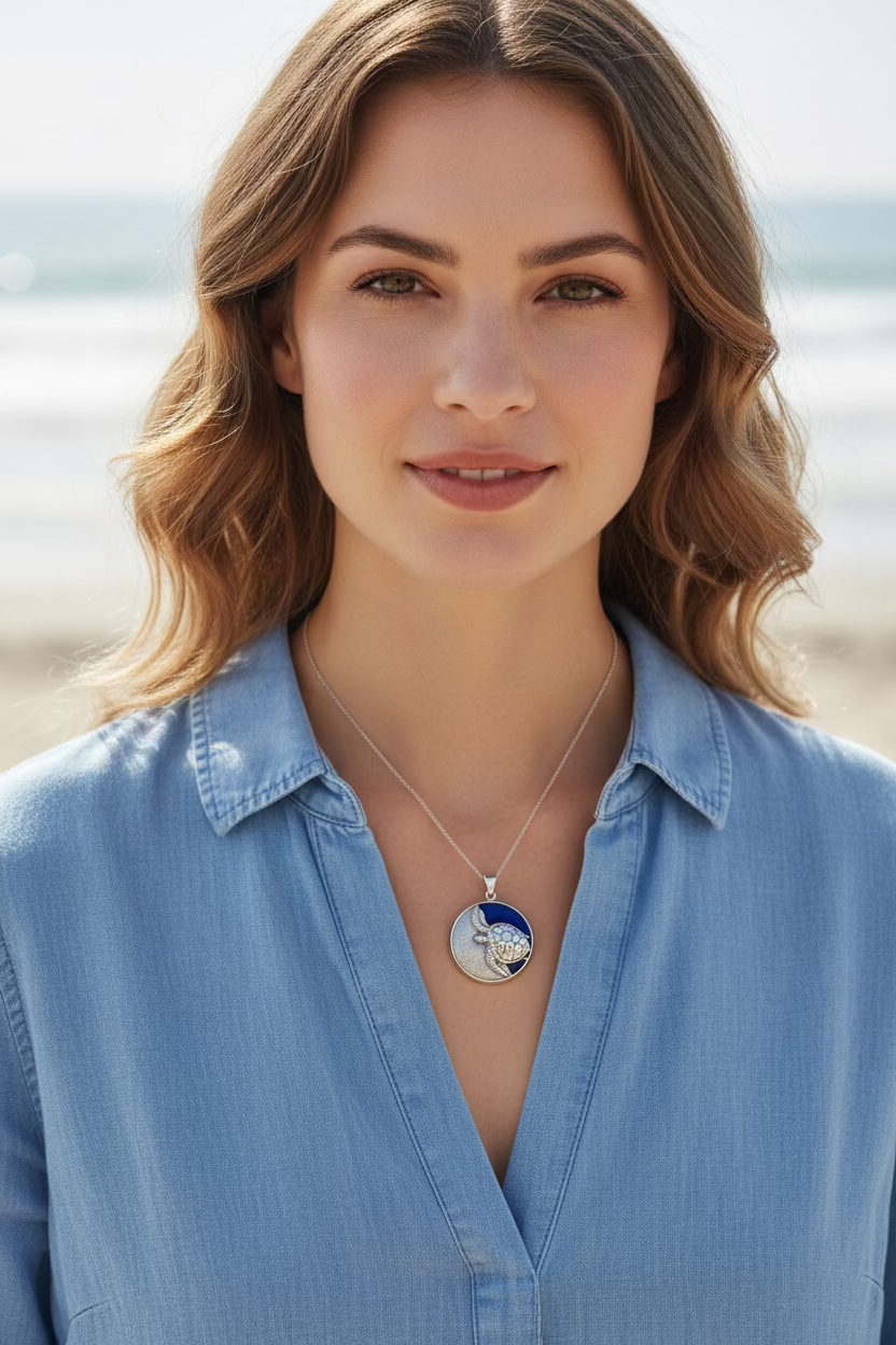 Blue Loggerhead Turtle Necklace