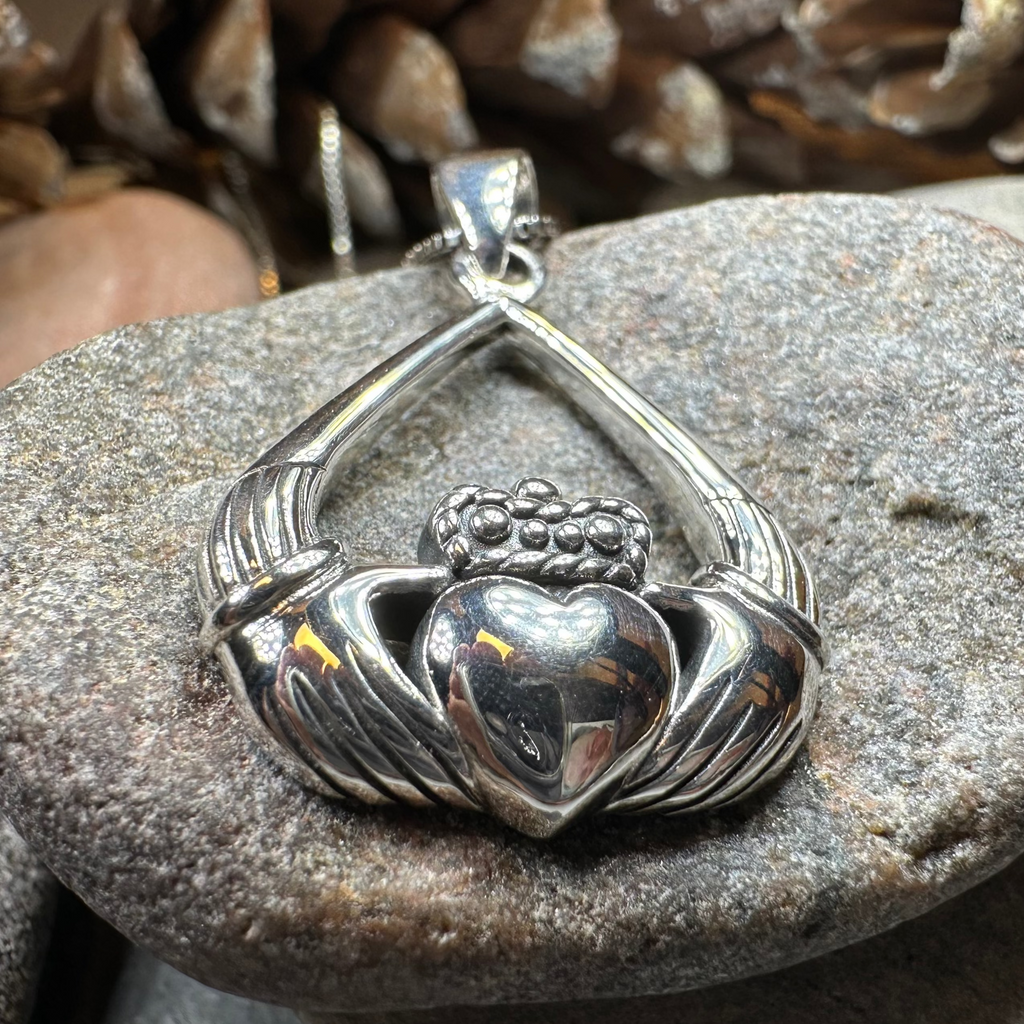 Leandra Irish Claddagh Necklace in Sterling Silver
