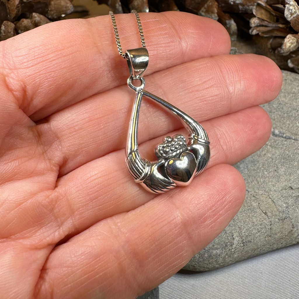 Leandra Irish Claddagh Necklace in Sterling Silver