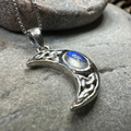 Celtic Crescent Moon Necklace in Sterling Silver