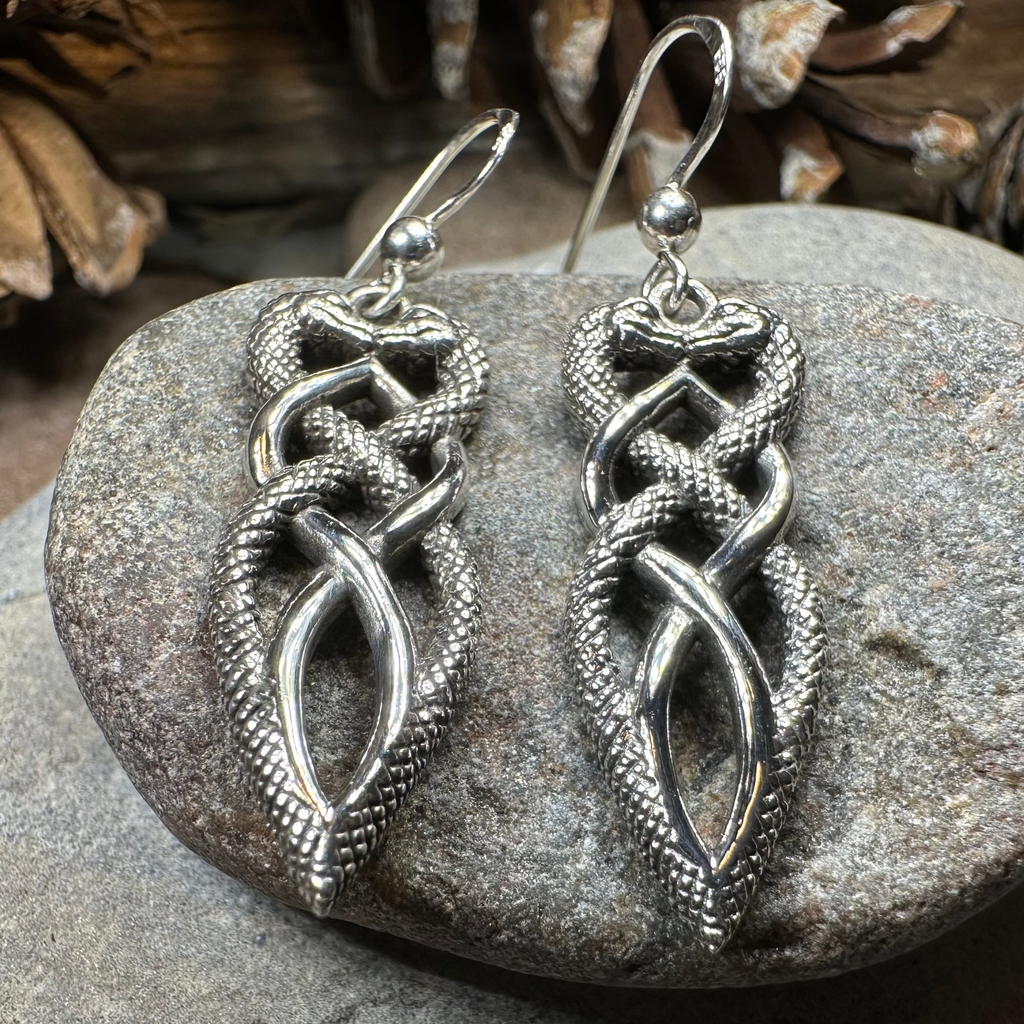 Giulia Celtic Knot Snake Earrings in Sterling Silver