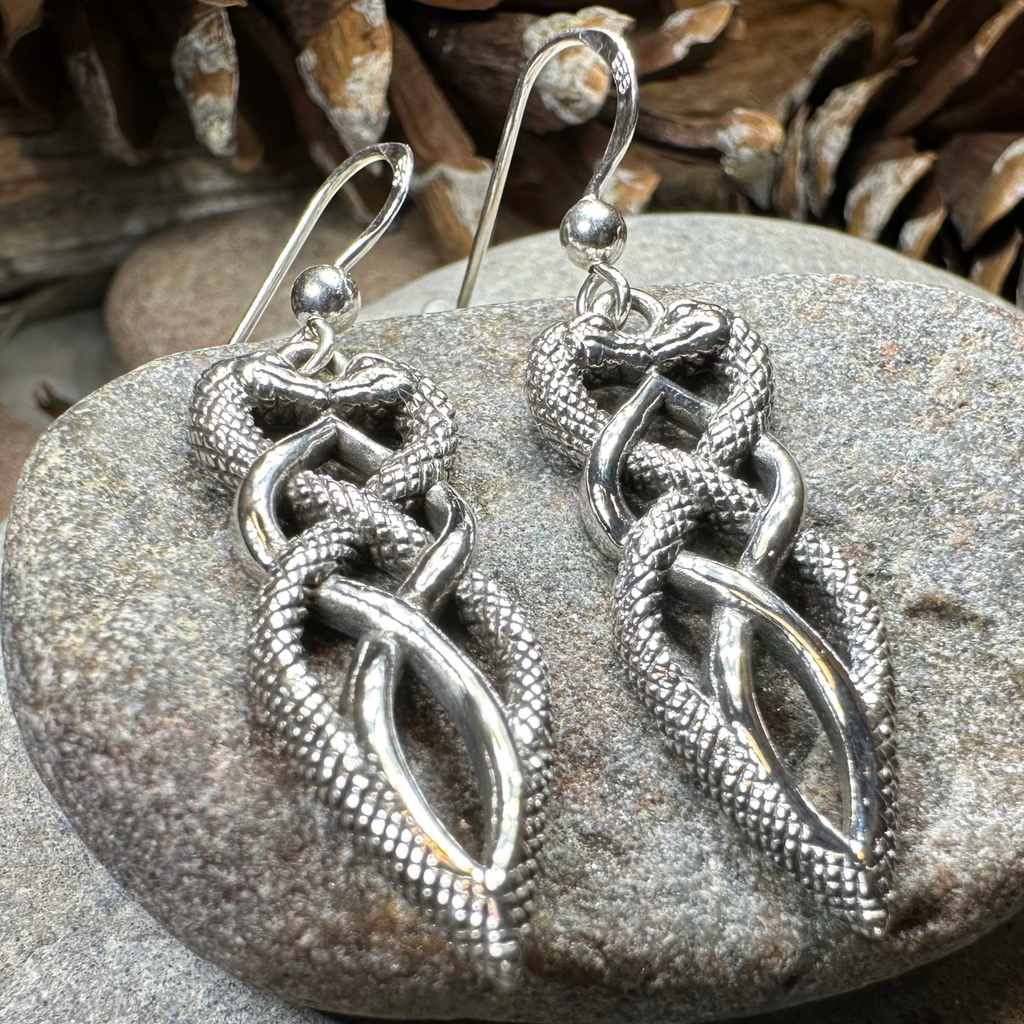 Giulia Celtic Knot Snake Earrings in Sterling Silver