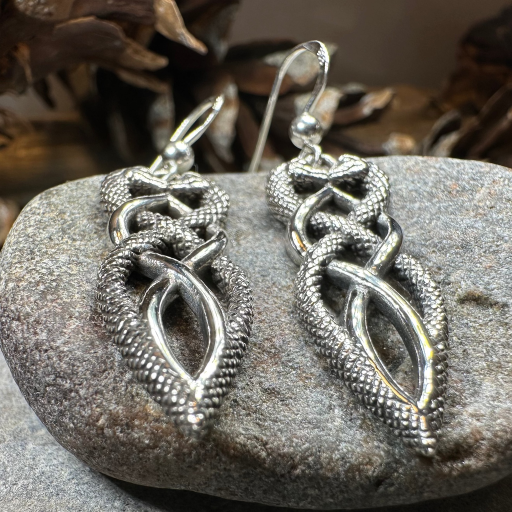 Giulia Celtic Knot Snake Earrings in Sterling Silver