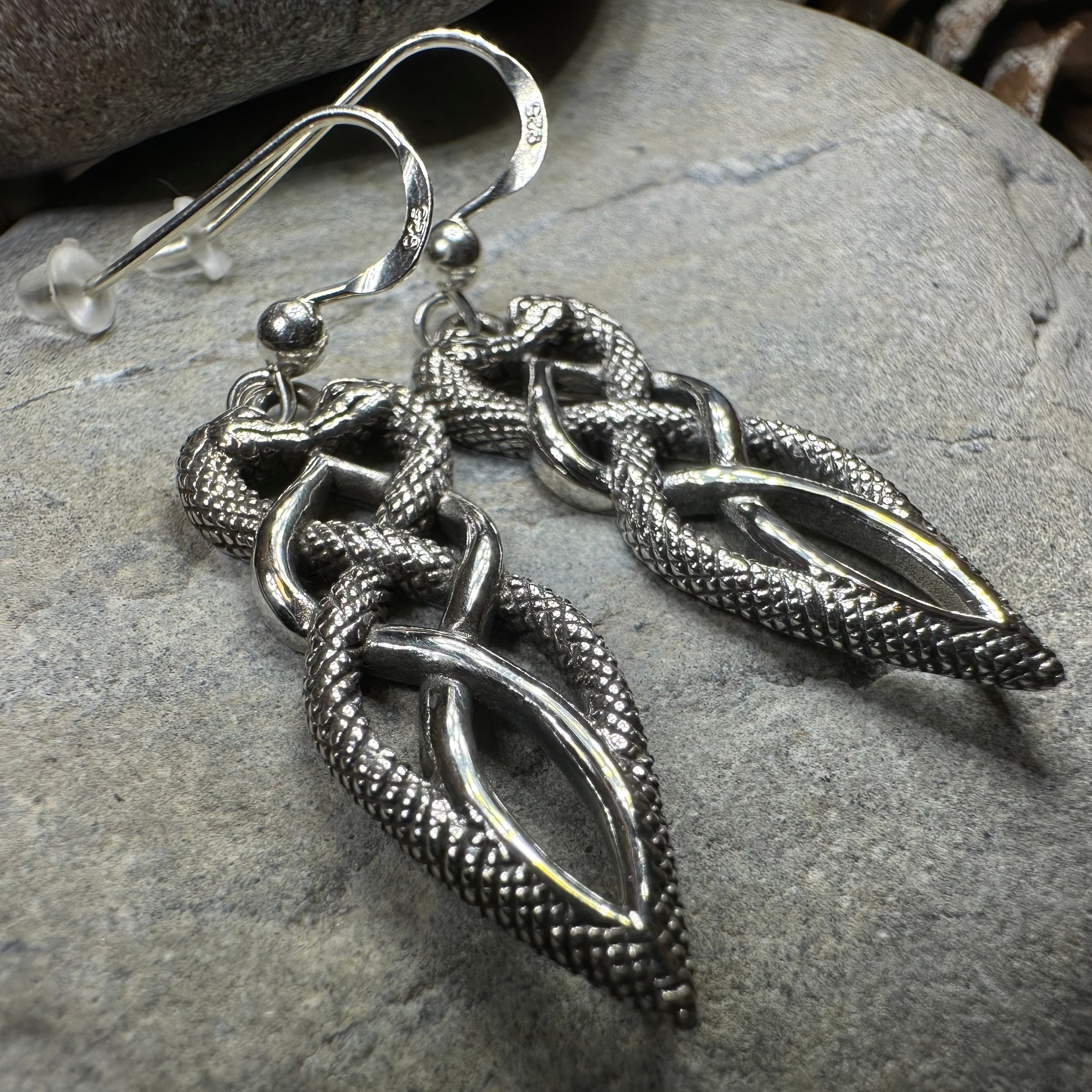 Giulia Celtic Knot Snake Earrings in Sterling Silver