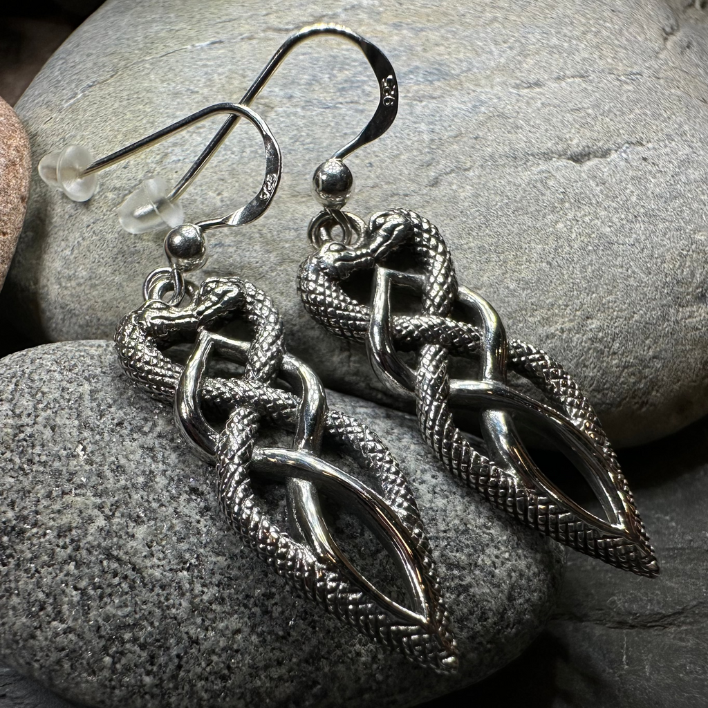Giulia Celtic Knot Snake Earrings in Sterling Silver