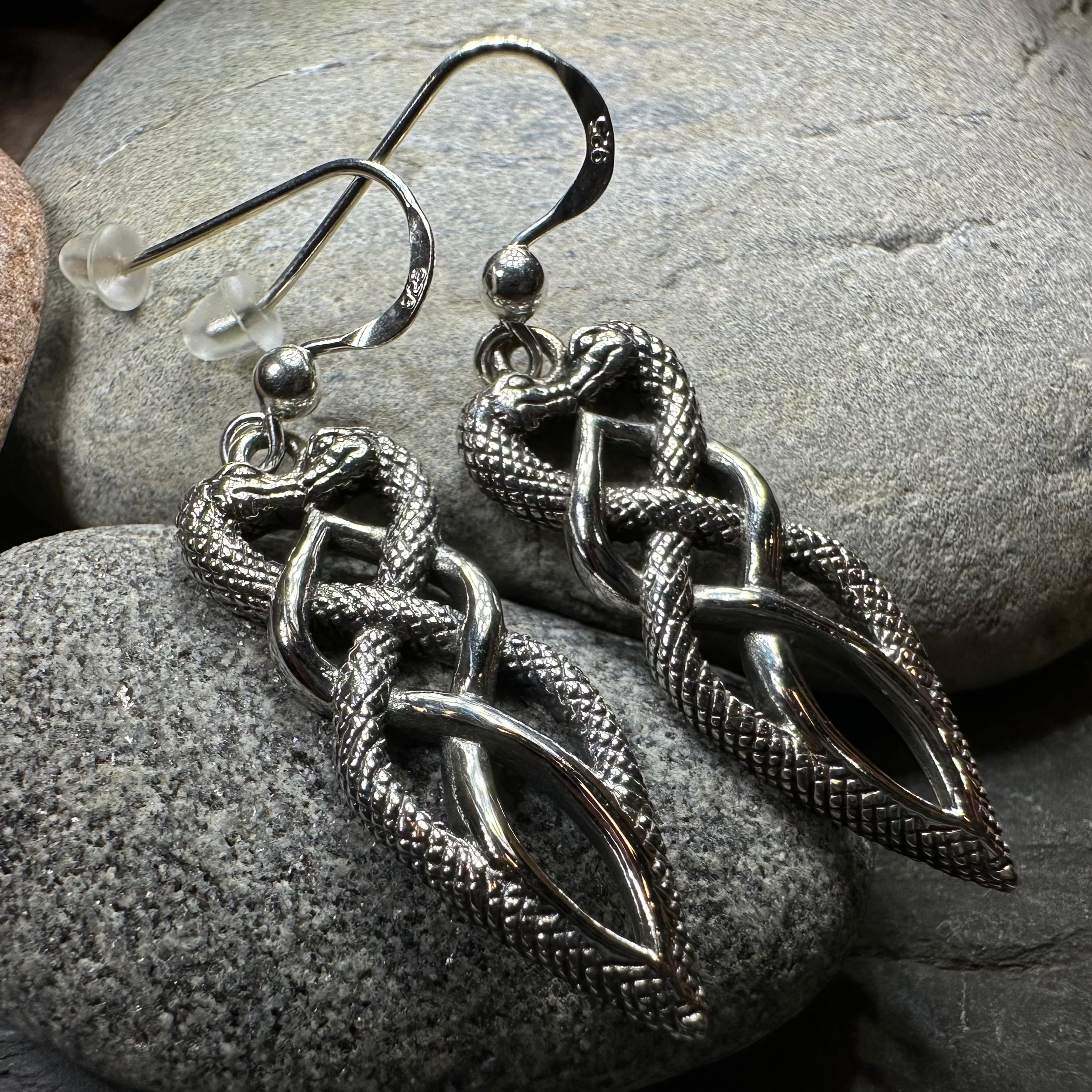 Giulia Celtic Knot Snake Earrings in Sterling Silver