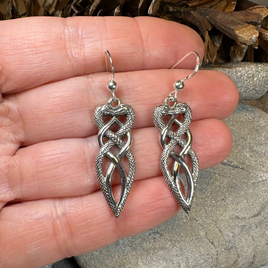 Giulia Celtic Knot Snake Earrings in Sterling Silver